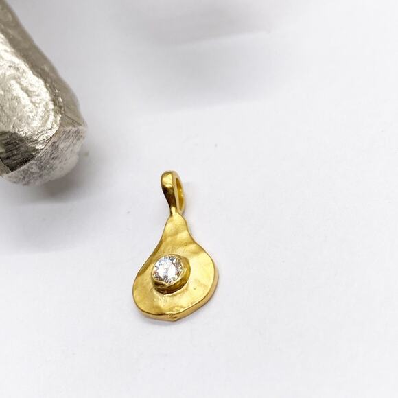 NEW Anthropologie Gold Whisper Teardrop Molten Birthstone Charm - Picture 15 of 16